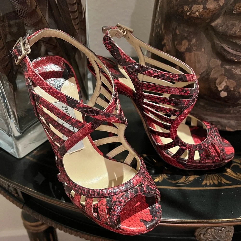 Python embossed sandals. - Picture 1 of 6